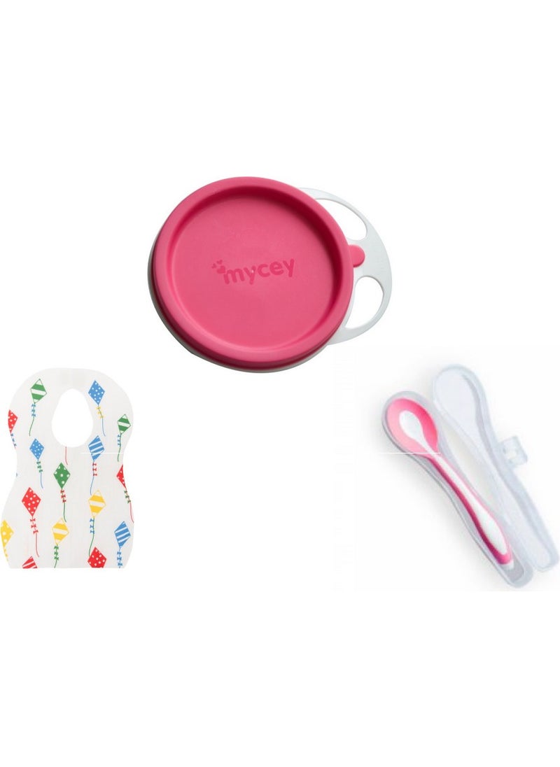 3-Piece Feeding Set (Baby Plate + Boxed Baby Spoon + Bib)