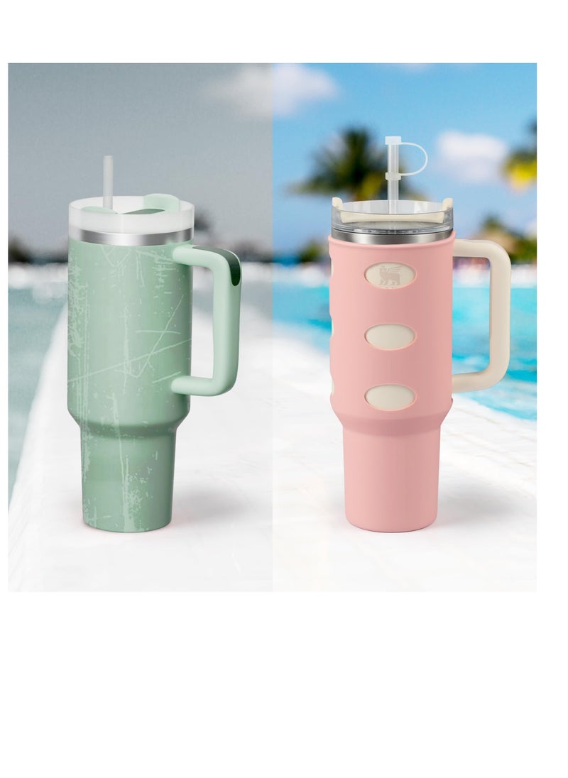 Silicone Boot Set for Stanley Water Bottles, Protective Sleeve for 30/40 oz Tumblers with Handle, Bottom Bumper Cover for Enhanced Durability