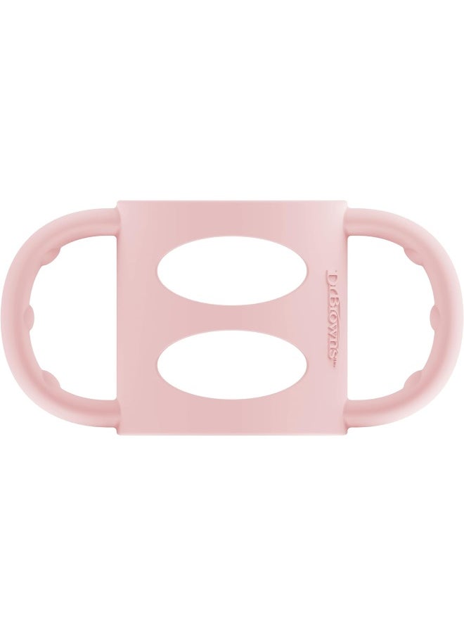 Dr. Brown's Milestones 100% Silicone Baby Bottle Handles, Narrow, Removable Easy-Grip Transitional Sippy Cup Handles, Light Pink, 4m+, 1 Pack