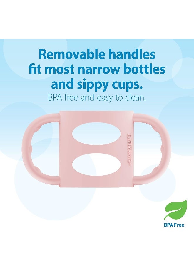 Dr. Brown's Milestones 100% Silicone Baby Bottle Handles, Narrow, Removable Easy-Grip Transitional Sippy Cup Handles, Light Pink, 4m+, 1 Pack