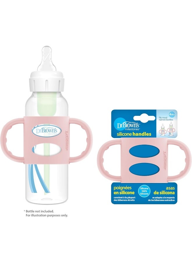 Dr. Brown's Milestones 100% Silicone Baby Bottle Handles, Narrow, Removable Easy-Grip Transitional Sippy Cup Handles, Light Pink, 4m+, 1 Pack