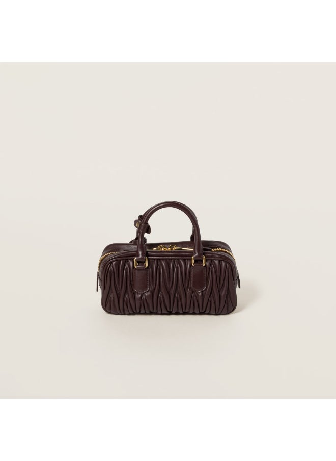 Miu Arcadia Matelassé Nappa Leather Women's Bag, Women's Tote Bag, Women's Shoulder Bag, Women's Cross body Bag, Women's Handbag, Coffee-Brown
