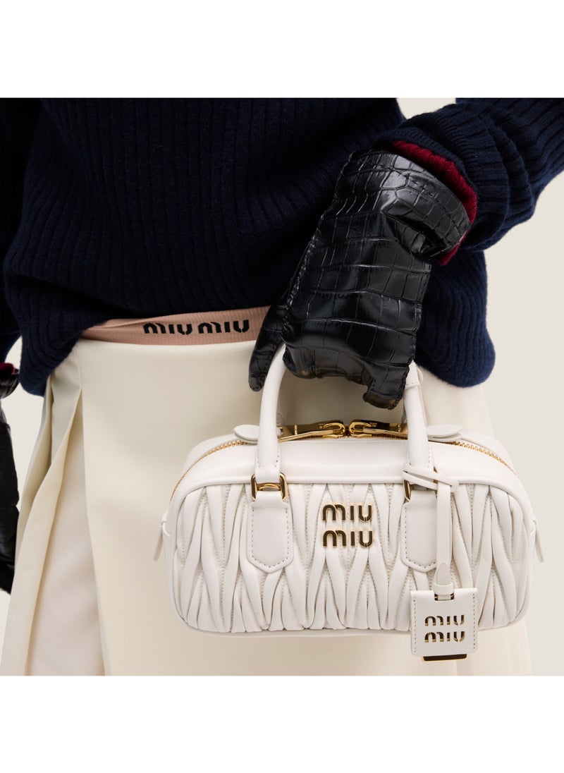 Miu Arcadia Matelassé Nappa Leather Women's Bag, Women's Tote Bag, Women's Shoulder Bag, Women's Cross body Bag, Women's Handbag, White