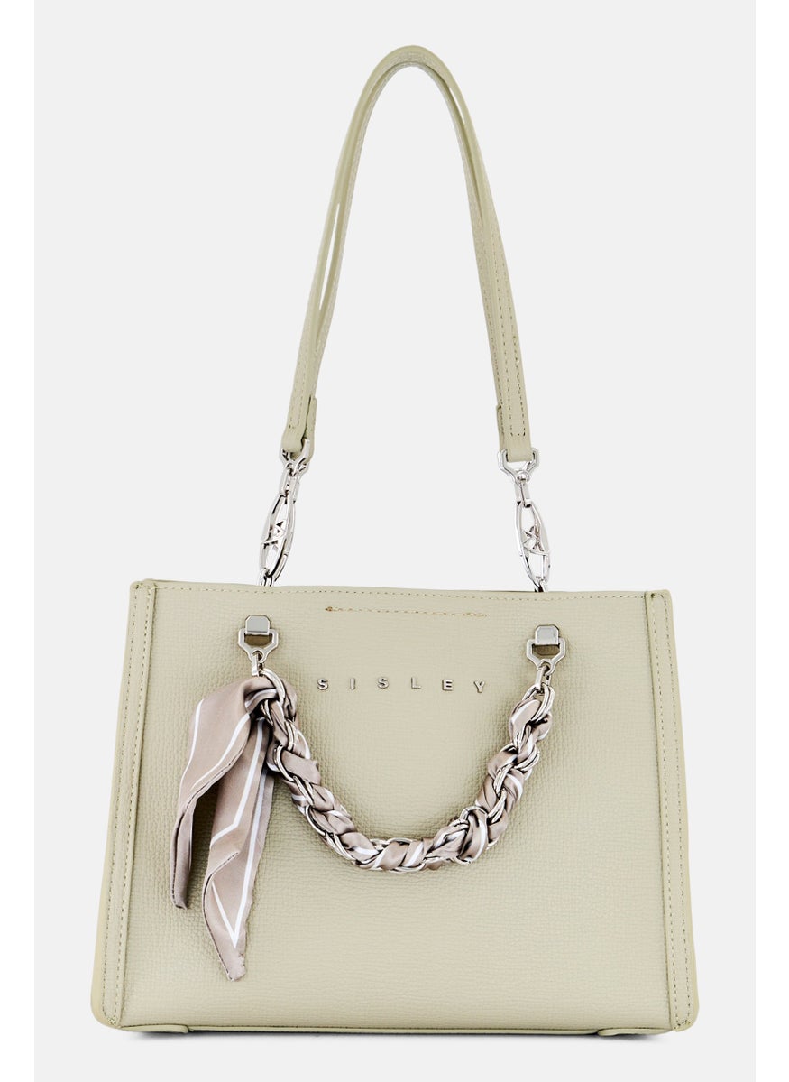 Women Brand Logo Shoulder Bag, Light Green