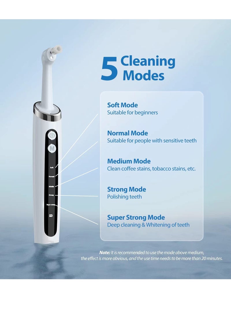 5-in-1 Electric Tooth Polisher & Whitening Kit - USB Rechargeable, LED Light, Waterproof, 5 Modes for Effective Teeth Whitening & Plaque Removal