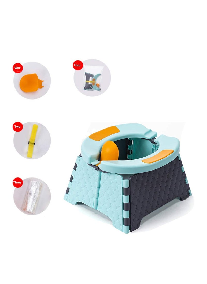 Kids Travel Potty, KASTWAVE Kids Travel Potty Portable Potty Training Seat for Toddler Foldable Toilet Seat Baby Potty Seat for Indoor and Outdoo Portable Potty Training Seat for Toddler (Blue)
