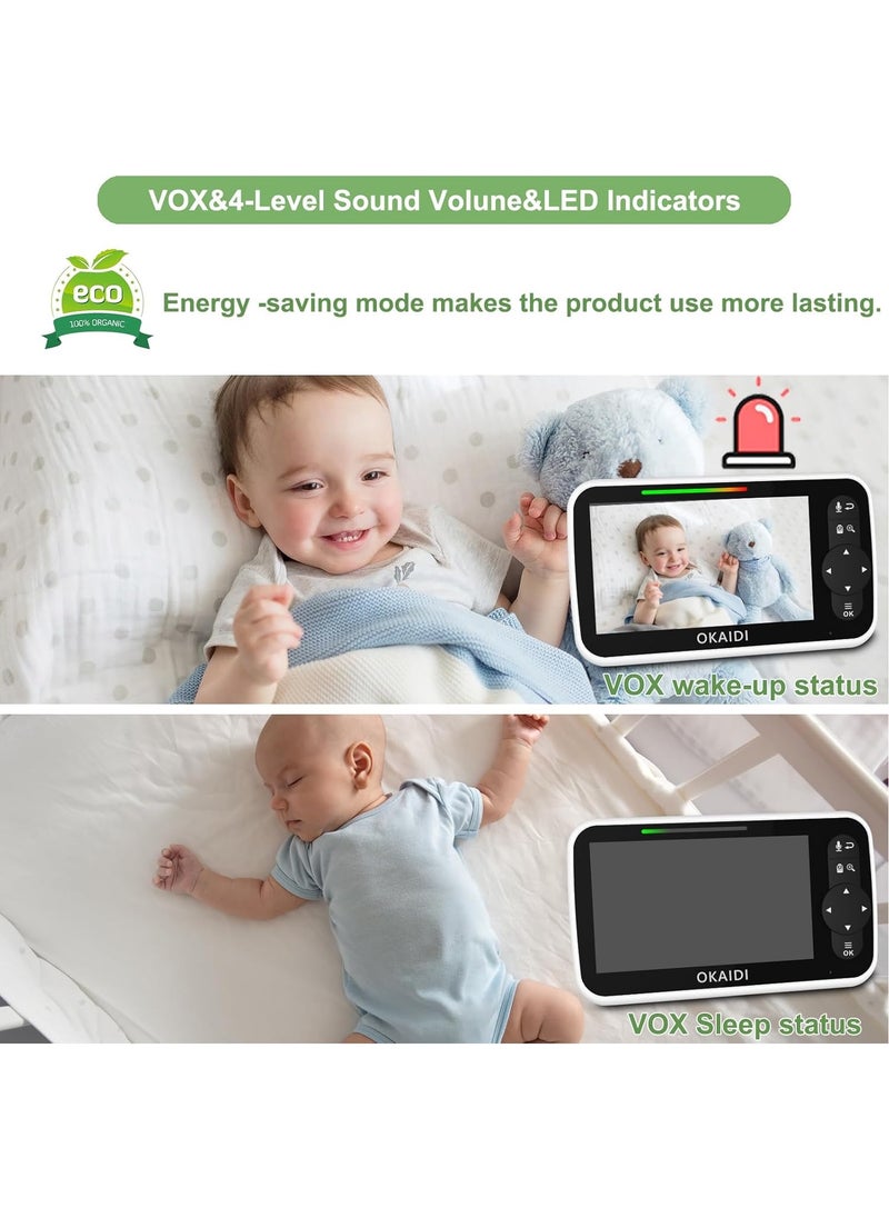 OKAIDI Baby Monitor with Camera and Audio, 5