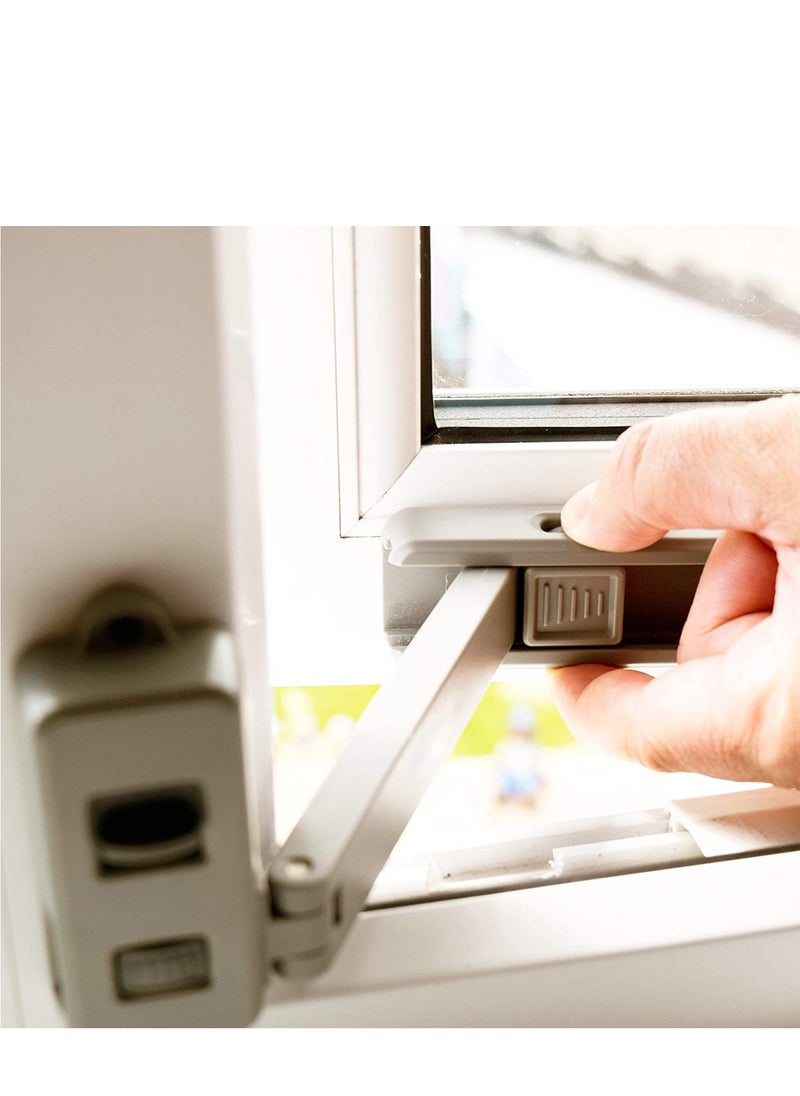 Child Safety Window Restrictor Locks for UPVC, Wood, Metal & Aluminum Frames, Easy Self-Adhesive Installation, No Tools Required, (1 Lock, Grey)