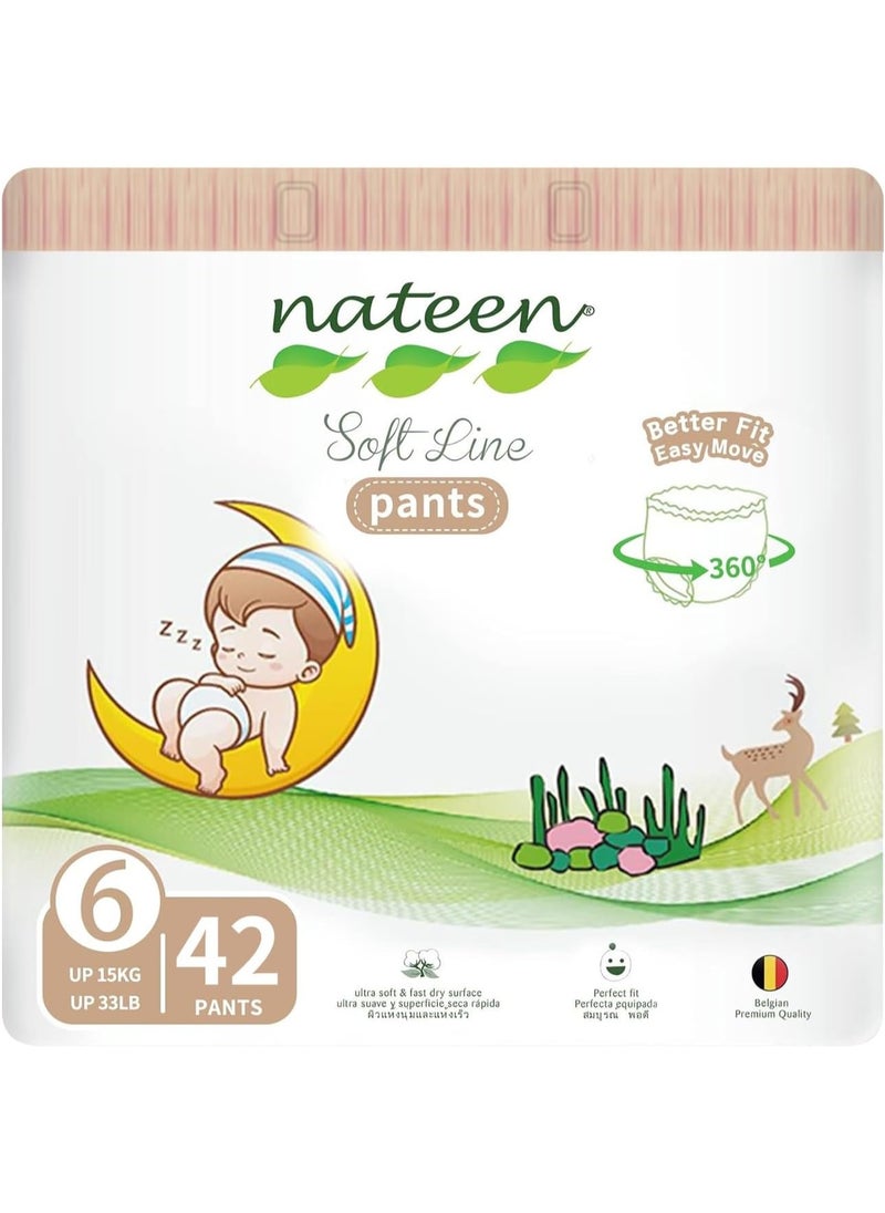 Soft Line Baby Pants Diapers,Size 6 (15+kg),XX-Large Baby Pulls,42 Count Diaper Pants,Super Soft and Breathable Baby Diapers (42 Count)