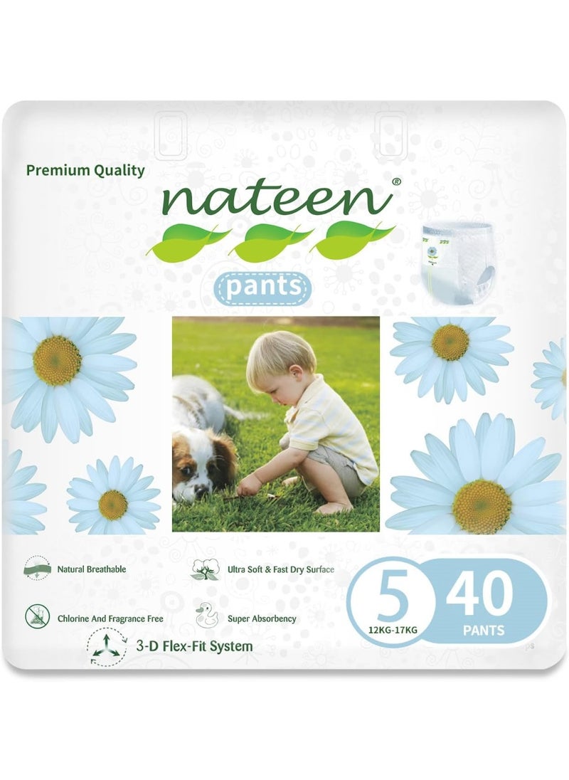 Premium Baby Pants Diapers,Size 5 (12-17kg),X-Large Baby Pull Ups,40 Count Diaper Pants,Super Absorbent,Ultra Thin Baby Diapers Pants. (40 Count)