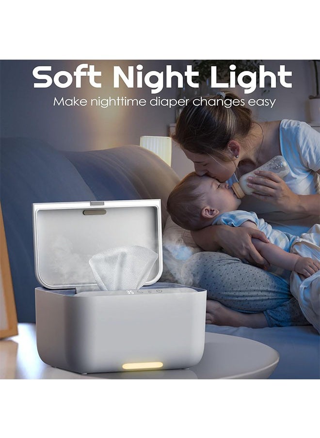 CONOYAR Baby Wipe Warmer With 3 Level Surround Temperature Control, Large Capacity Diaper Water Wipes Warmer with LED light for Most Wipe, Towel, Wet Wipe Dispenser Holder Lock in Freshness, White