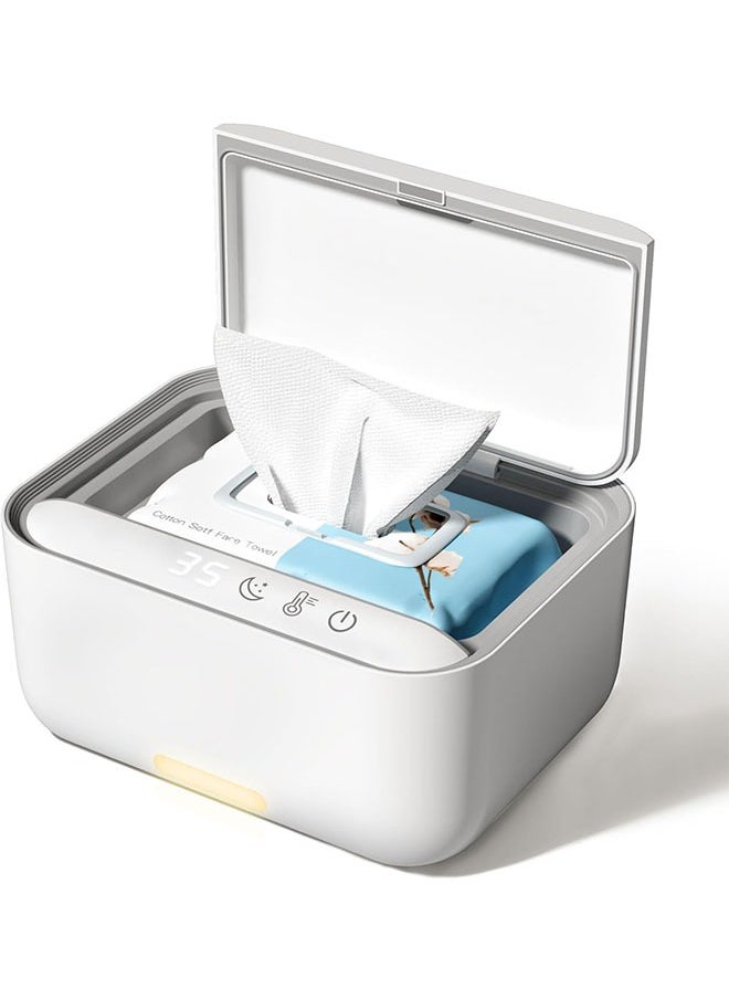 CONOYAR Baby Wipe Warmer With 3 Level Surround Temperature Control, Large Capacity Diaper Water Wipes Warmer with LED light for Most Wipe, Towel, Wet Wipe Dispenser Holder Lock in Freshness, White