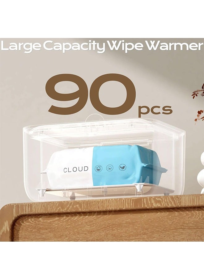 CONOYAR Baby Wipe Warmer With 3 Level Surround Temperature Control, Large Capacity Diaper Water Wipes Warmer with LED light for Most Wipe, Towel, Wet Wipe Dispenser Holder Lock in Freshness, White