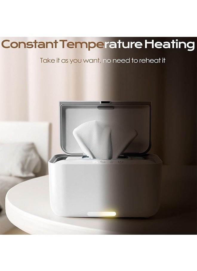 CONOYAR Baby Wipe Warmer With 3 Level Surround Temperature Control, Large Capacity Diaper Water Wipes Warmer with LED light for Most Wipe, Towel, Wet Wipe Dispenser Holder Lock in Freshness, White