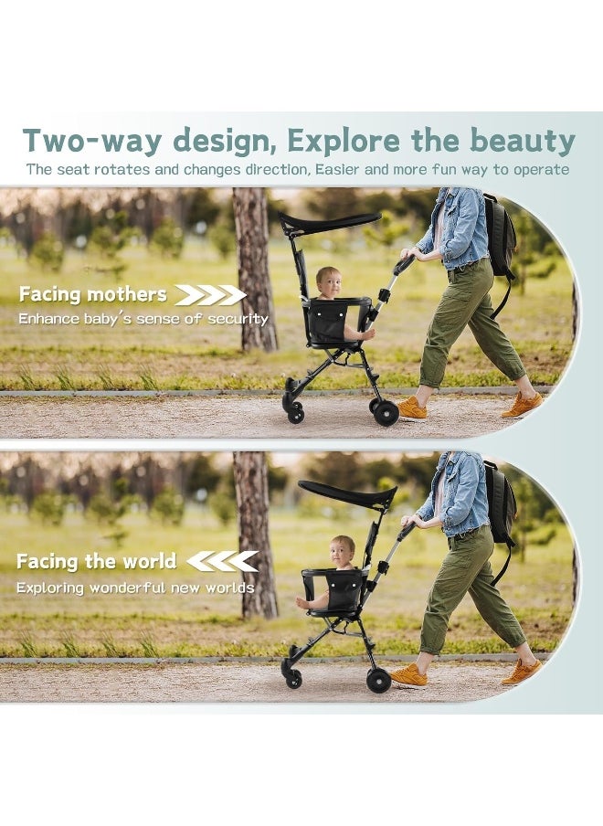 U HOOME Baby Stroller, Portable Travel Stroller for Airplane with Mini Umbrella, Lightweight and Compact Stroller with 360° Two-Way Rotational Seat, Coast Rider Stroller with One Hand Easy Fold (Grey)