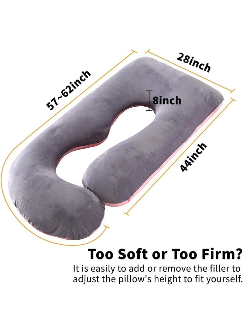 Saffron rabbit Comfort Pregnancy Pillow J Shape Sleeping Maternity Pregnancy Pillow Full Body Support for Back HIPS Legs Belly for Pregnant WomenRemovable Washable Velvet Cover Grey