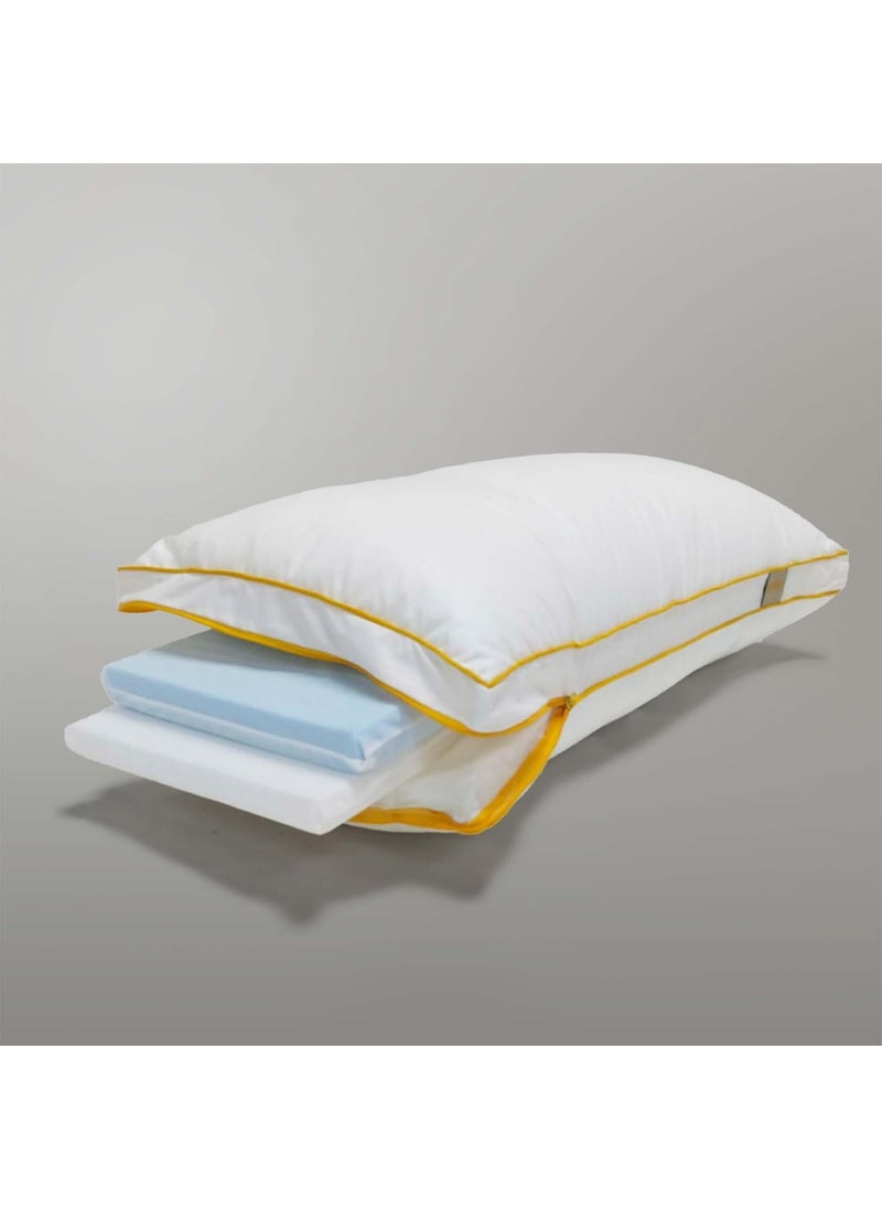 SleepyCat Hybrid Pillow with a Combination of Memory Foam and HD 30D Foam for Improved Comfort Set of 2 Standard Size 26x16 inches White