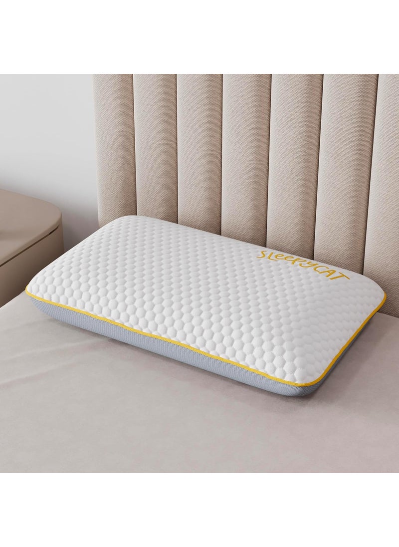 SleepyCat Marshmallow Pillow Medium Soft with Bamboo Fabric Zipper Cover Pefect for All Sleepers White Soft Pillow 1 Piece Standard Size 25x16 inches