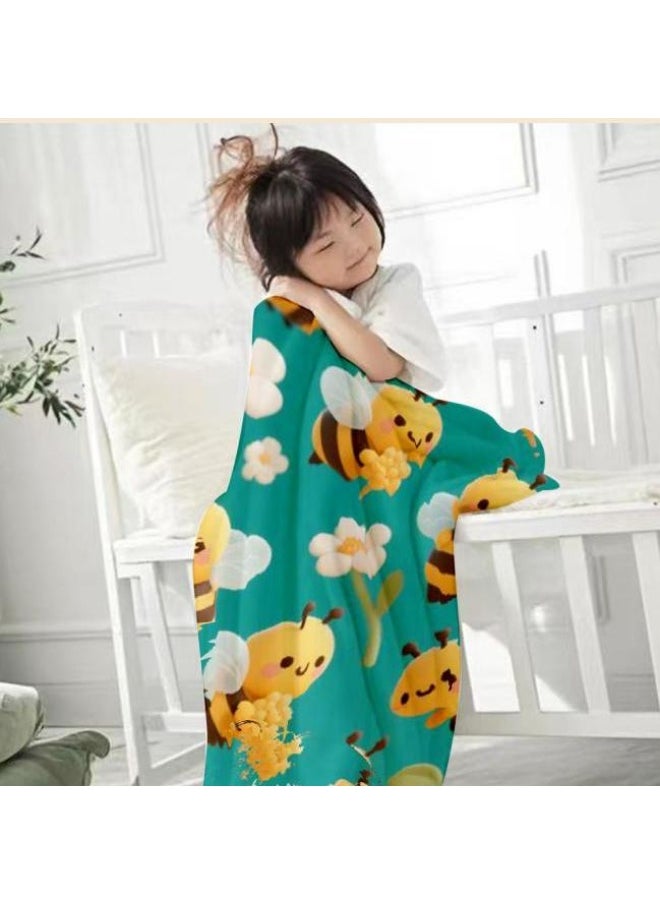 Children's or student cartoon flannel thin blanket (warm and comfortable, suitable for sleep, games) 100cm*150cm