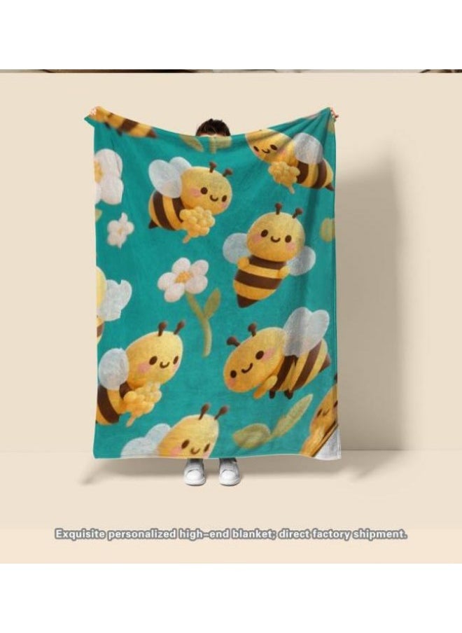 Children's or student cartoon flannel thin blanket (warm and comfortable, suitable for sleep, games) 100cm*150cm