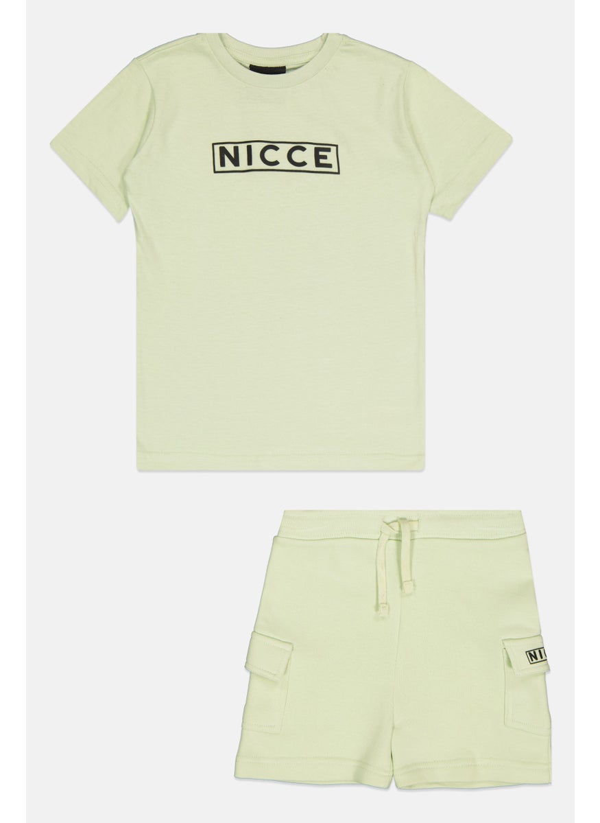 Toddlers Boy 2 Pieces Brand Logo T-Shirt And Short Set, Mint Green