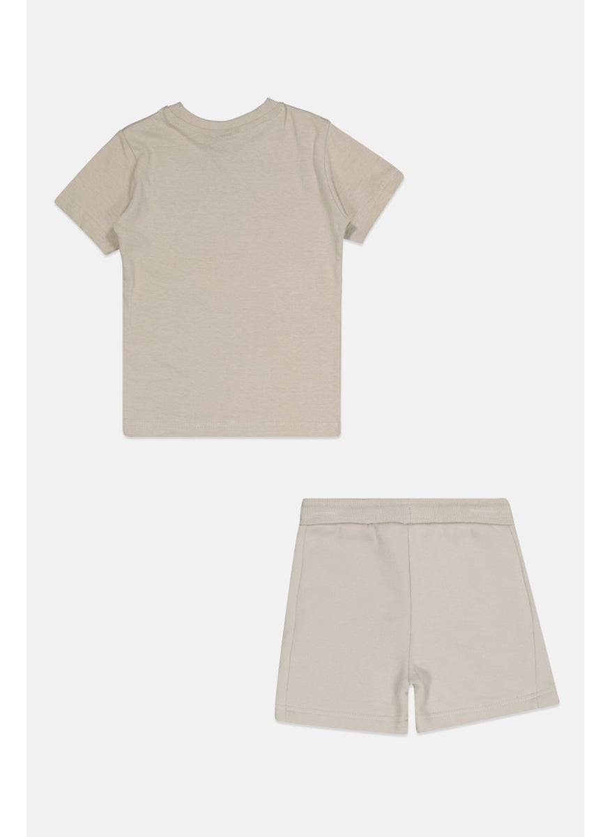 Toddlers Boy 2 Pieces Brand Logo T-Shirt And Short Set, Light Grey