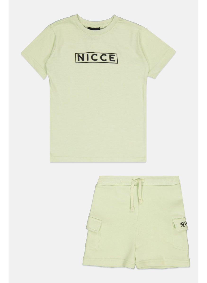 Kids Boy 2 Pieces Brand Logo T-Shirt And Short Set, Mint Green