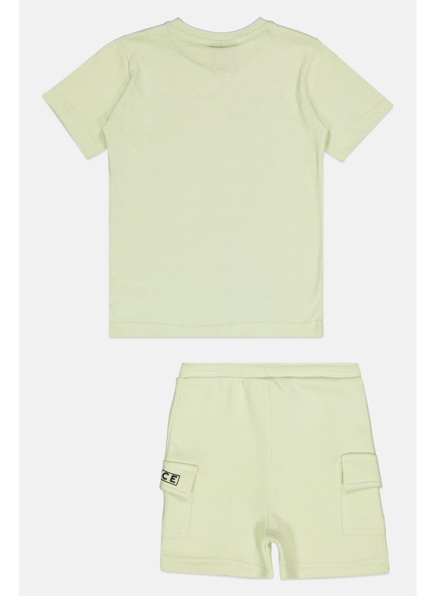 Kids Boy 2 Pieces Brand Logo T-Shirt And Short Set, Mint Green