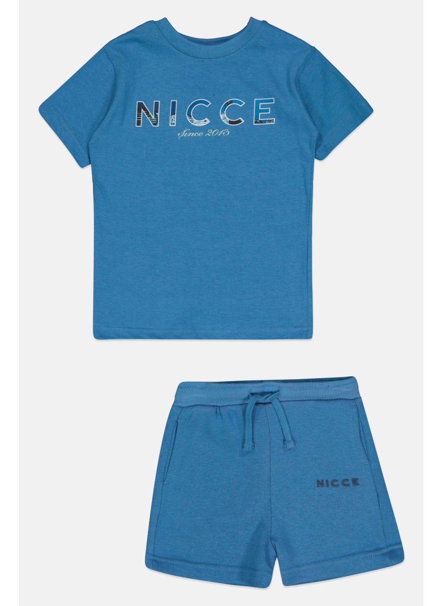 Toddlers Boy 2 Pieces Graphic Print Top And Bottom Set, Deep Blue
