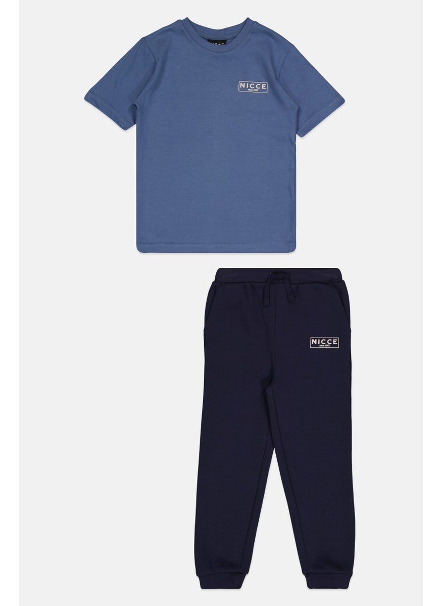 Kids Boy 2 Pieces Brand Logo T-Shirt And Jogger Pants Set, Multicolor