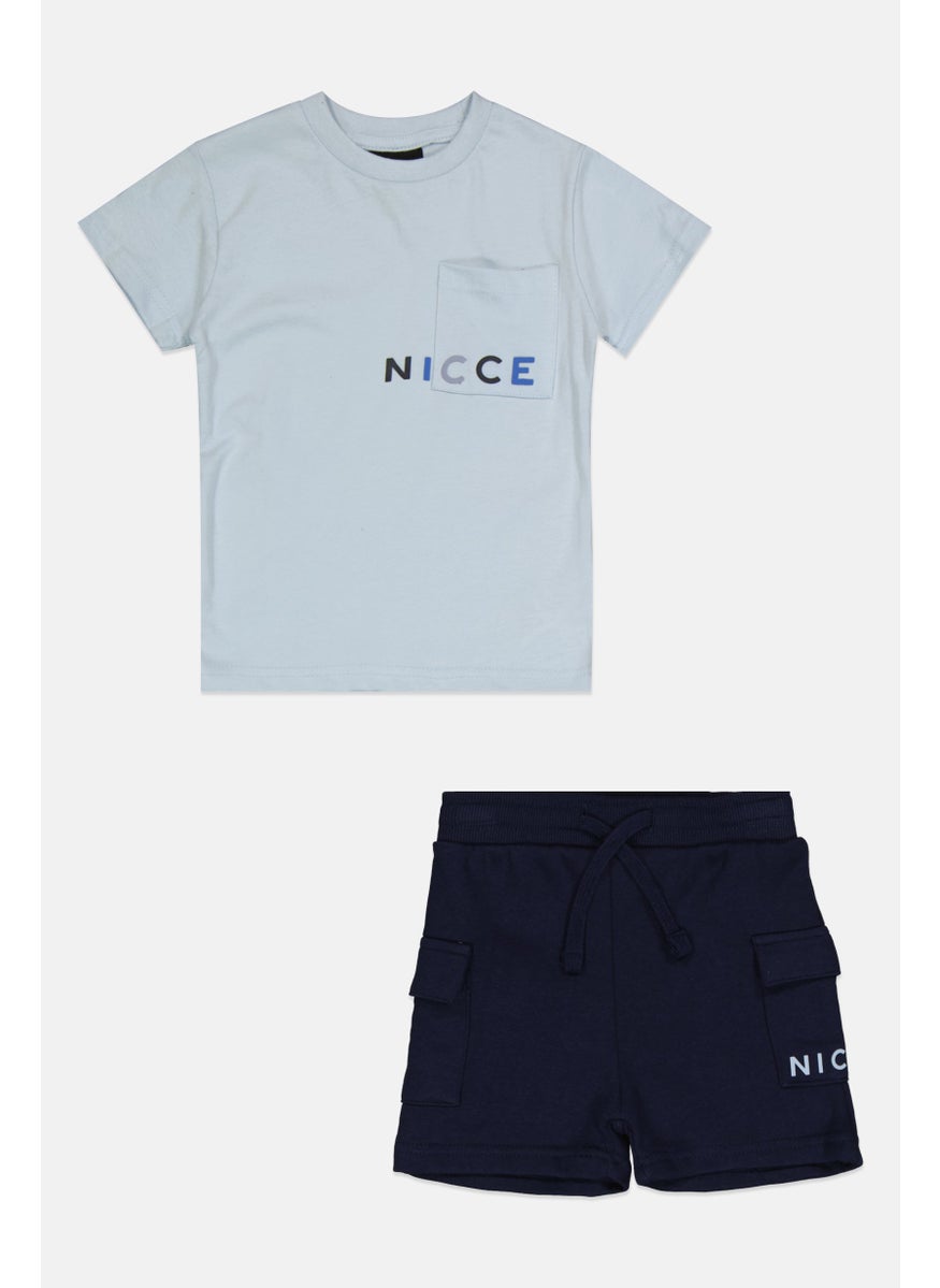 Toddlers Boy 2 Pieces Brand Logo Top And Short Set, Multicolor