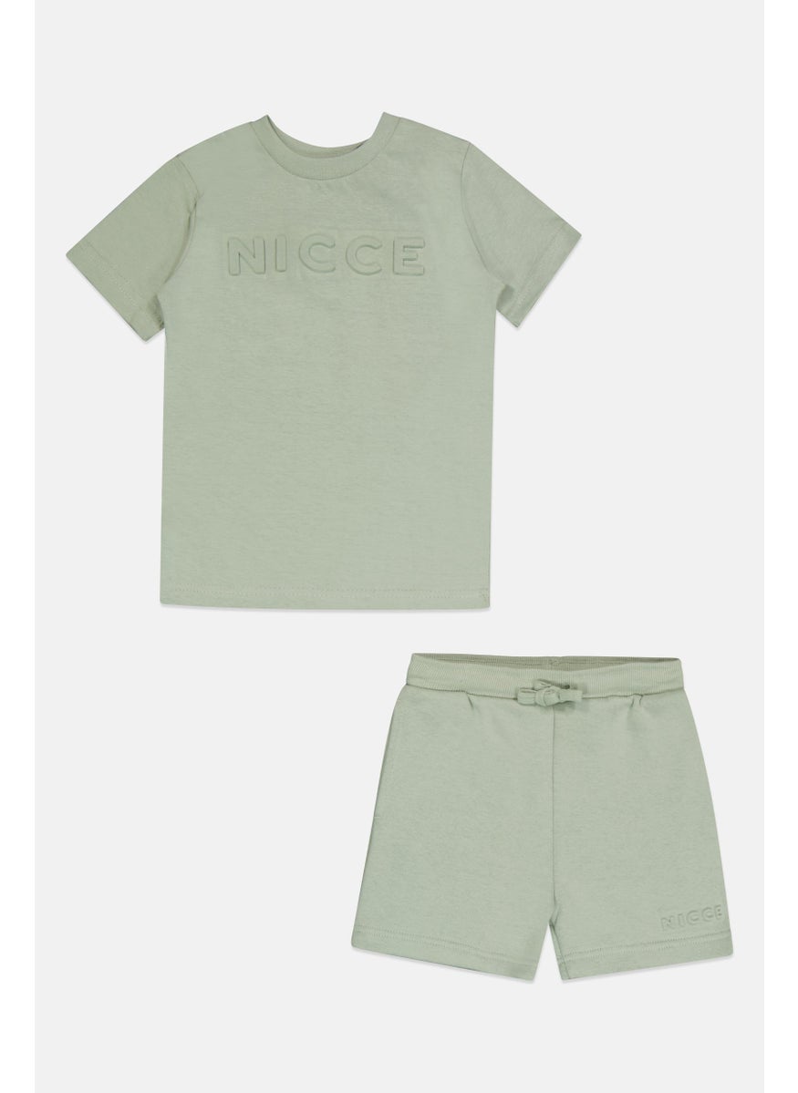 Toddlers Boy 2 Pieces Brand Logo T-Shirt And Short Set, Slate Green