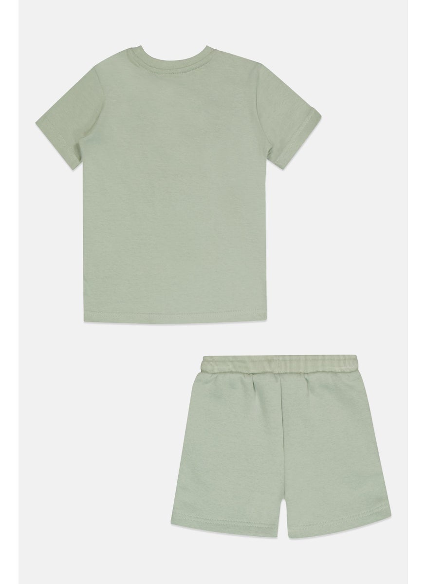 Toddlers Boy 2 Pieces Brand Logo T-Shirt And Short Set, Slate Green