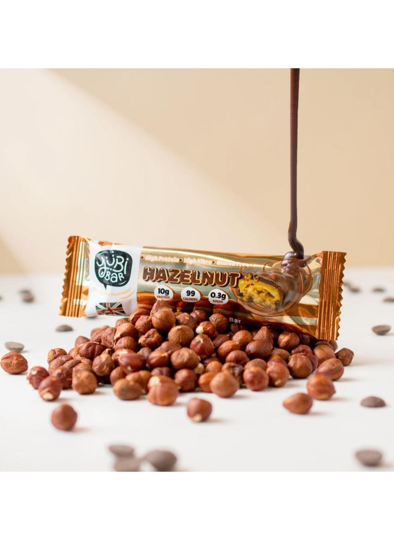 YuBi Bar YUBI VEGAN Protein Bars Hazelnuts- 99 Calories High in Protein and Fiber Low in Sugar, Gluten and Dairy Free. Pack of 12