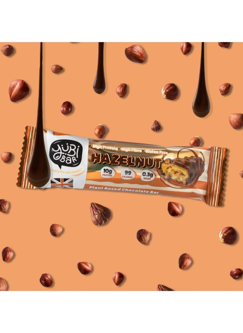 YuBi Bar YUBI VEGAN Protein Bars Hazelnuts- 99 Calories High in Protein and Fiber Low in Sugar, Gluten and Dairy Free. Pack of 12