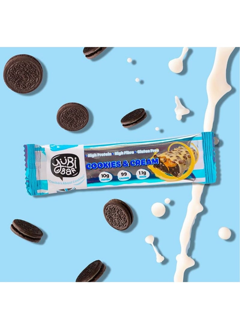YuBi Bar YUBI VEGAN Protein Bars Cookies and Cream - 99 Calories High in Protein and Fiber Low in Sugar, Gluten and Dairy Free. Pack of 12