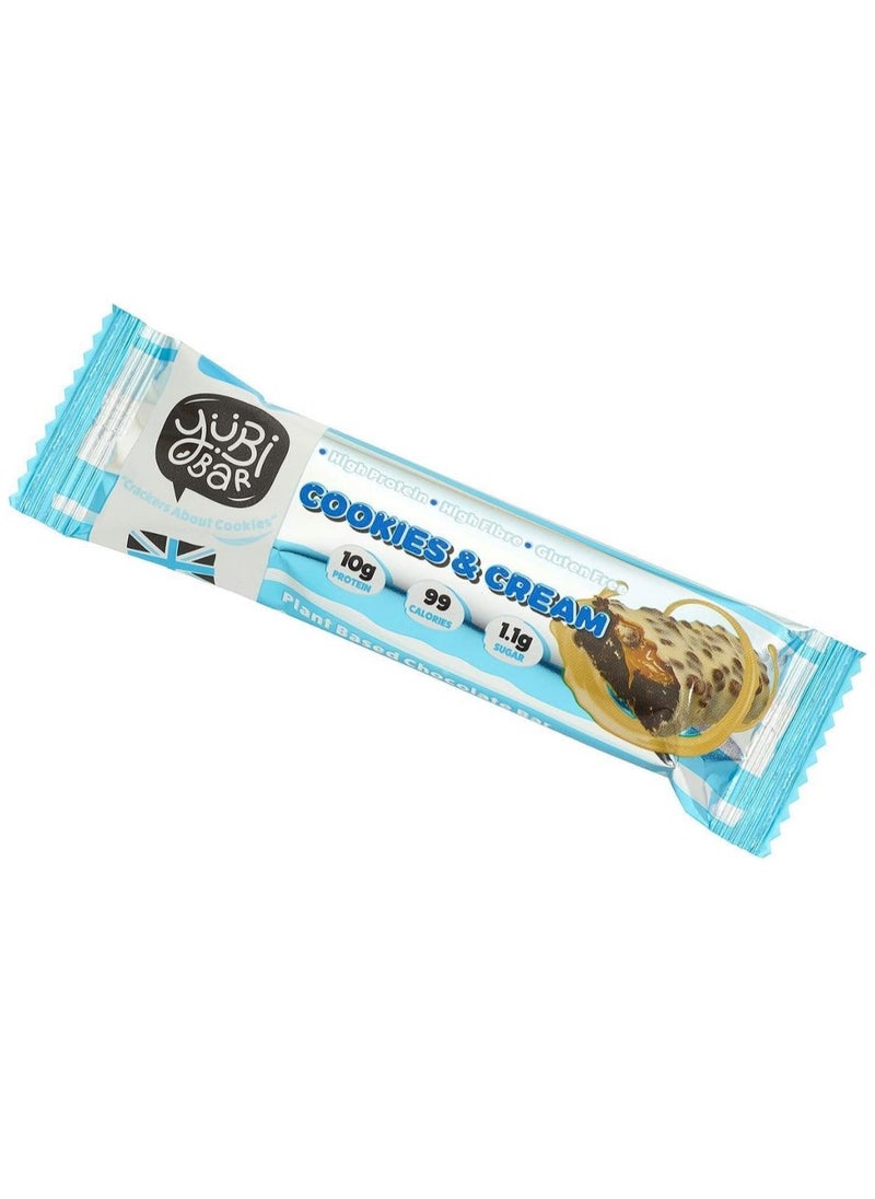 YuBi Bar YUBI VEGAN Protein Bars Cookies and Cream - 99 Calories High in Protein and Fiber Low in Sugar, Gluten and Dairy Free. Pack of 12