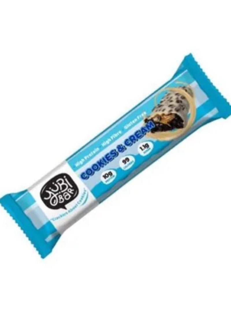 YuBi Bar YUBI VEGAN Protein Bars Cookies and Cream - 99 Calories High in Protein and Fiber Low in Sugar, Gluten and Dairy Free. Pack of 12