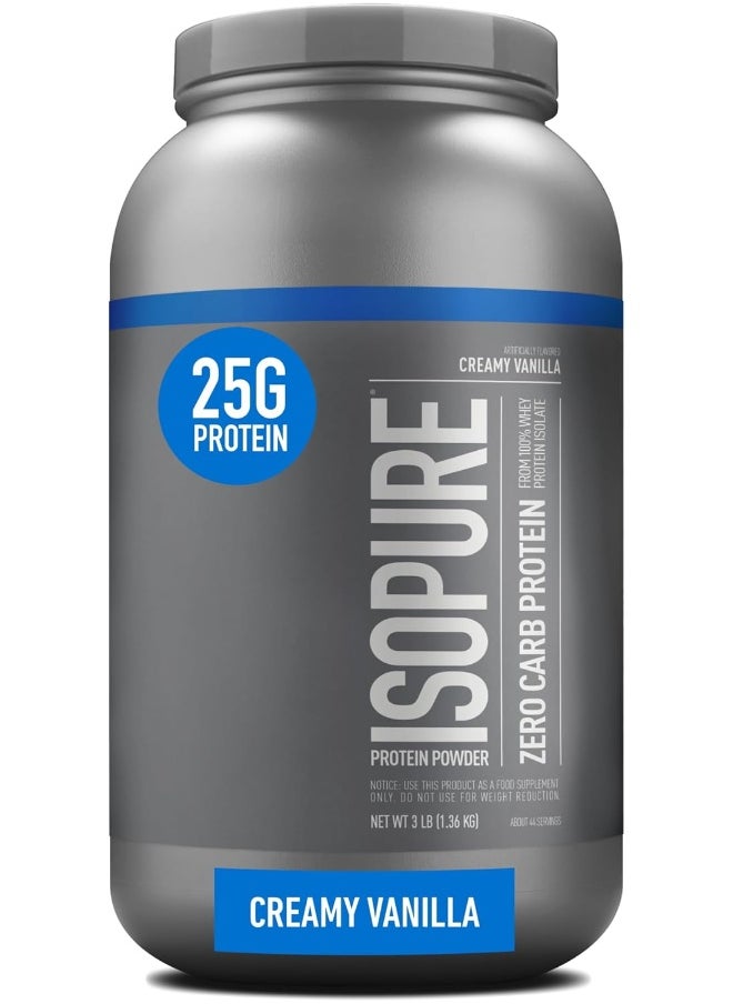 Zero Carb Whey Protein Isolate Powder with Vitamin C & Zinc for Immune Support, 25g Protein, & Keto Friendly - Creamy Vanilla, 3 Lbs ,41 Servings (1.36 KG)