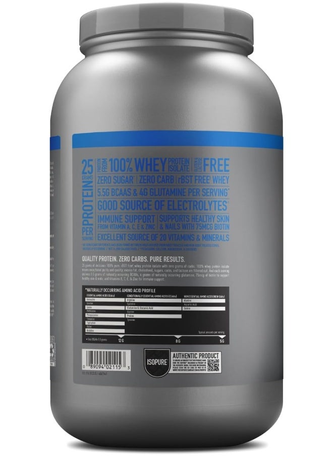 Zero Carb Whey Protein Isolate Powder with Vitamin C & Zinc for Immune Support, 25g Protein, & Keto Friendly - Creamy Vanilla, 3 Lbs ,41 Servings (1.36 KG)