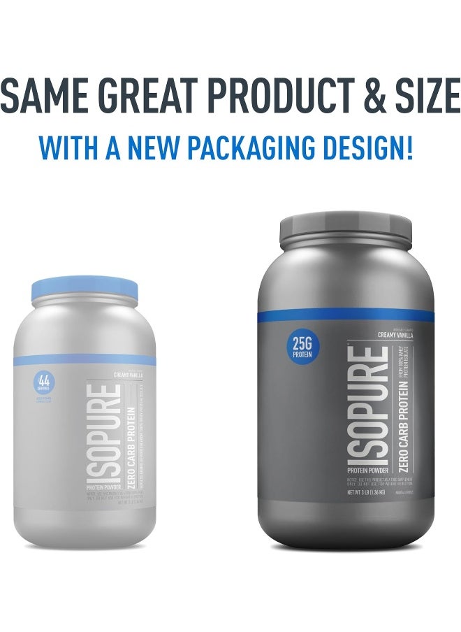 Zero Carb Whey Protein Isolate Powder with Vitamin C & Zinc for Immune Support, 25g Protein, & Keto Friendly - Creamy Vanilla, 3 Lbs ,41 Servings (1.36 KG)