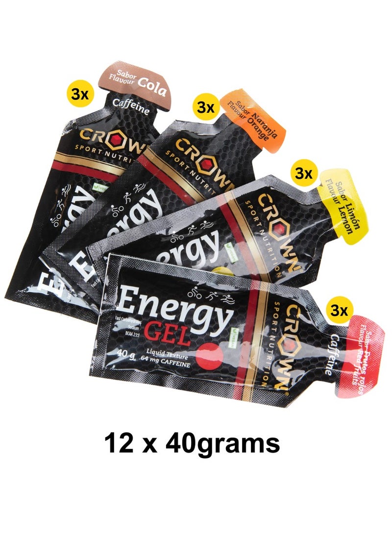 CROWN SPORT NUTRITION - Energy Gel Assorted Flavors (12 x 40g)