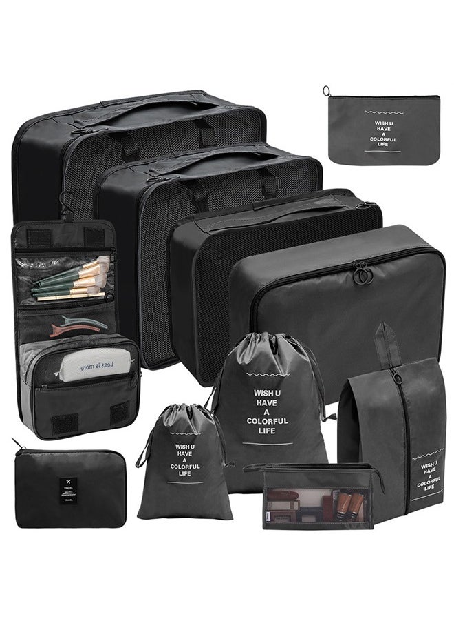 11 Set Packing Cubes for Suitcases, Travel Essentials for Carry on, Luggage Organizer Bags Set for Travel Accessories , Black