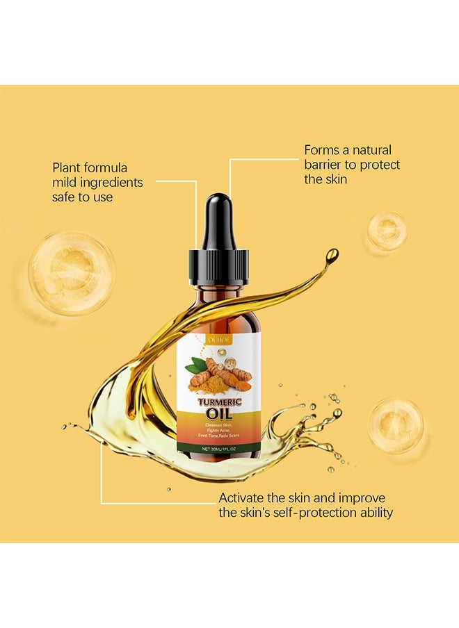 Turmeric Oil, Turmeric Dark Spot Correcting Serum Oil, Turmeric Repair Face Serum, Natural Turmeric Bright Skin Dark Spot Skin Care Moisturizing Repair Serum, Turmeric Oil for Face Dark Spots 30ml