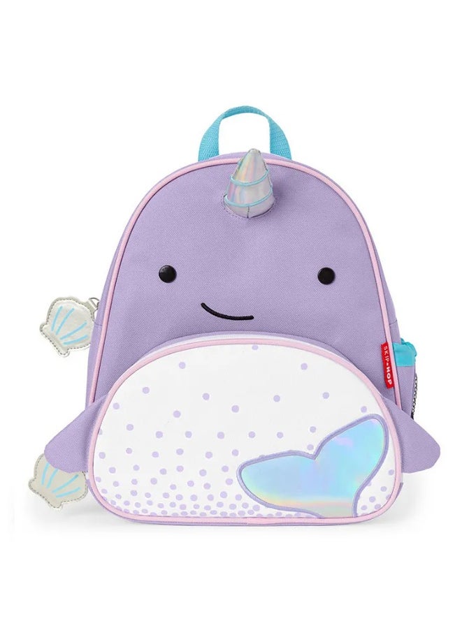 Skip Hop Zoo Backpack, Kids Backpack for School & Travel, Lightweight, Durable & Adjustable, Mesh Bottle Pocket & Wide Opening, Cute Animal Print for Girls & Boys, Narwhal, 3 Years+ - 12 Inches