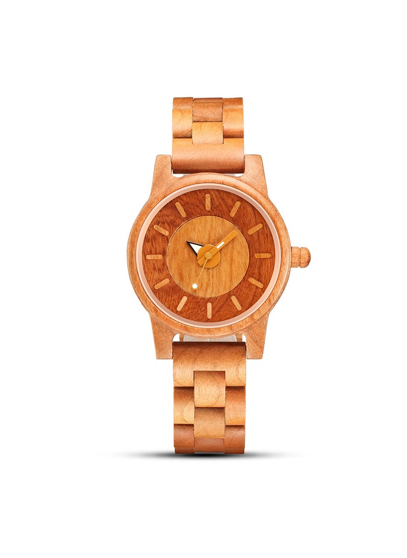 Retro Red Cherry Wood Quartz Watches for Couples Menswear scale