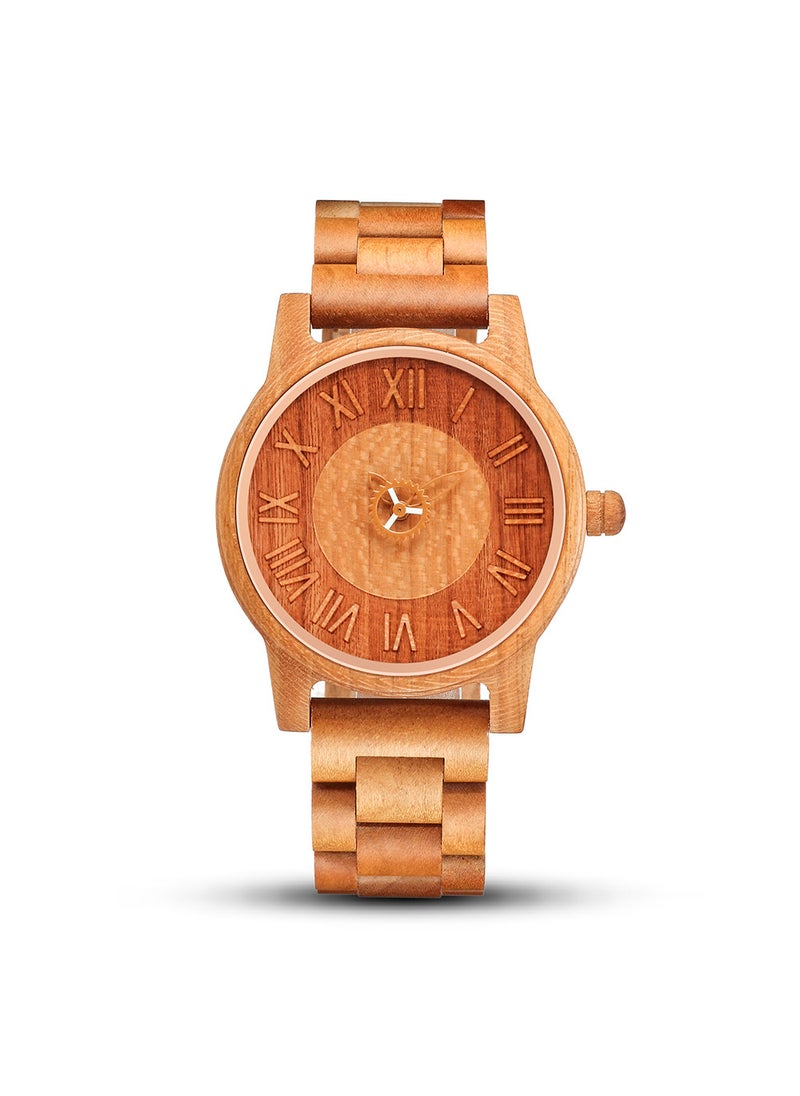 Retro Red Cherry Wood Quartz Watches for Couples Menswear scale