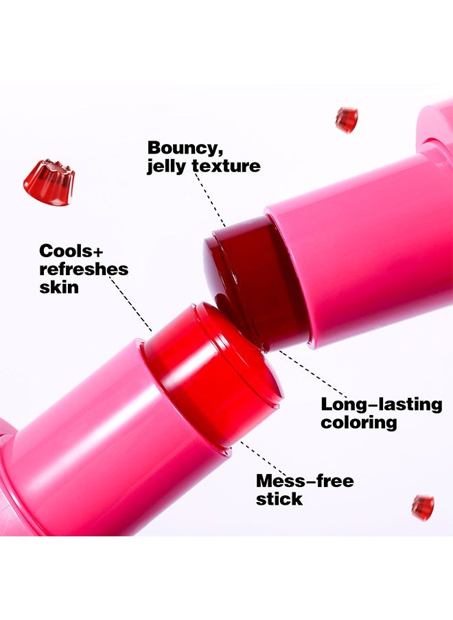 Juicy Jelly Lip + Cheek Tint,Multi-Use Water Jelly Tint Stick Sheer Lip & Cheek Stain Finish, 3-In-1 Cheek Blush & Eyeshadow & Lip Tinted Long-Lasting Moisture - 1,000+ Swipes Per Stick #01