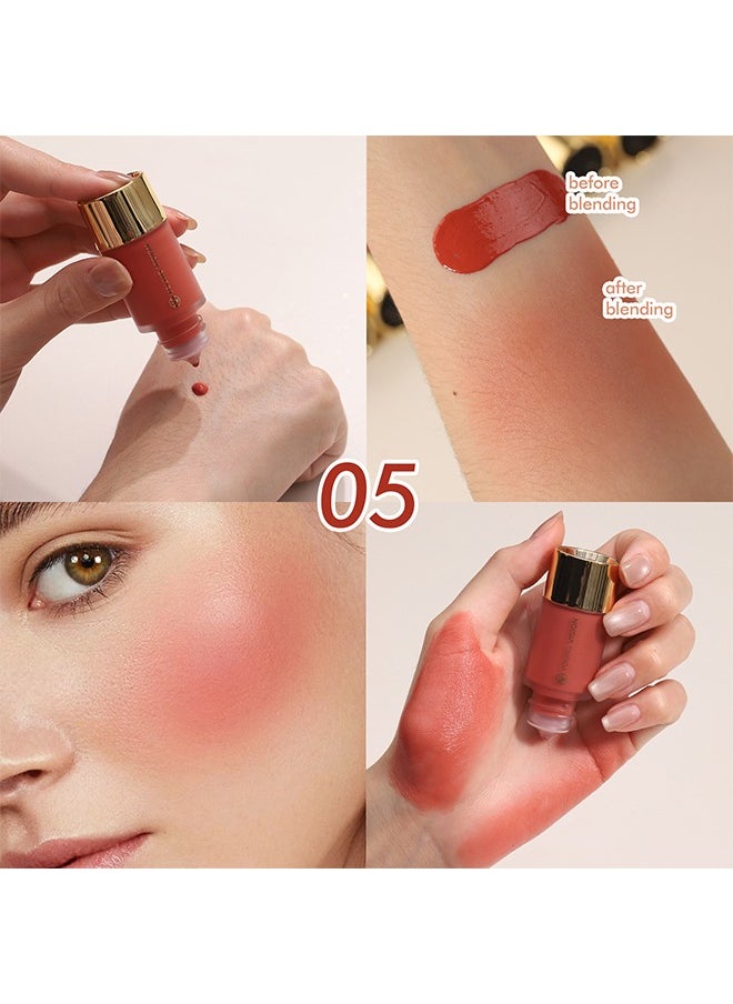 Liqud Blush,Dropper Liquid Blusher , Soft Matte Finish Cream Blush Liquid Blush Cream Blush Makeup Lightweight, Smooth Brightening Rouge #05