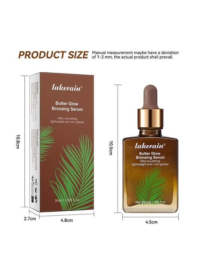 Butter Glow Bronzing Serum , Hydrating & Nourishing Tinted Serum – Lightweight, Non-Greasy Bronzing Drops for Even Skin Tone, Radiant Sunkissed Complexion – Skincare Makeup Primer & Highlighter (30ml)